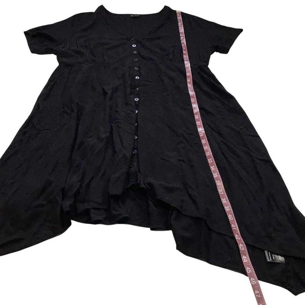 Torrid Button Up Black Dress Women 2 2X V Neck Short Sleeve Dark Academia Goth - Picture 10 of 13
